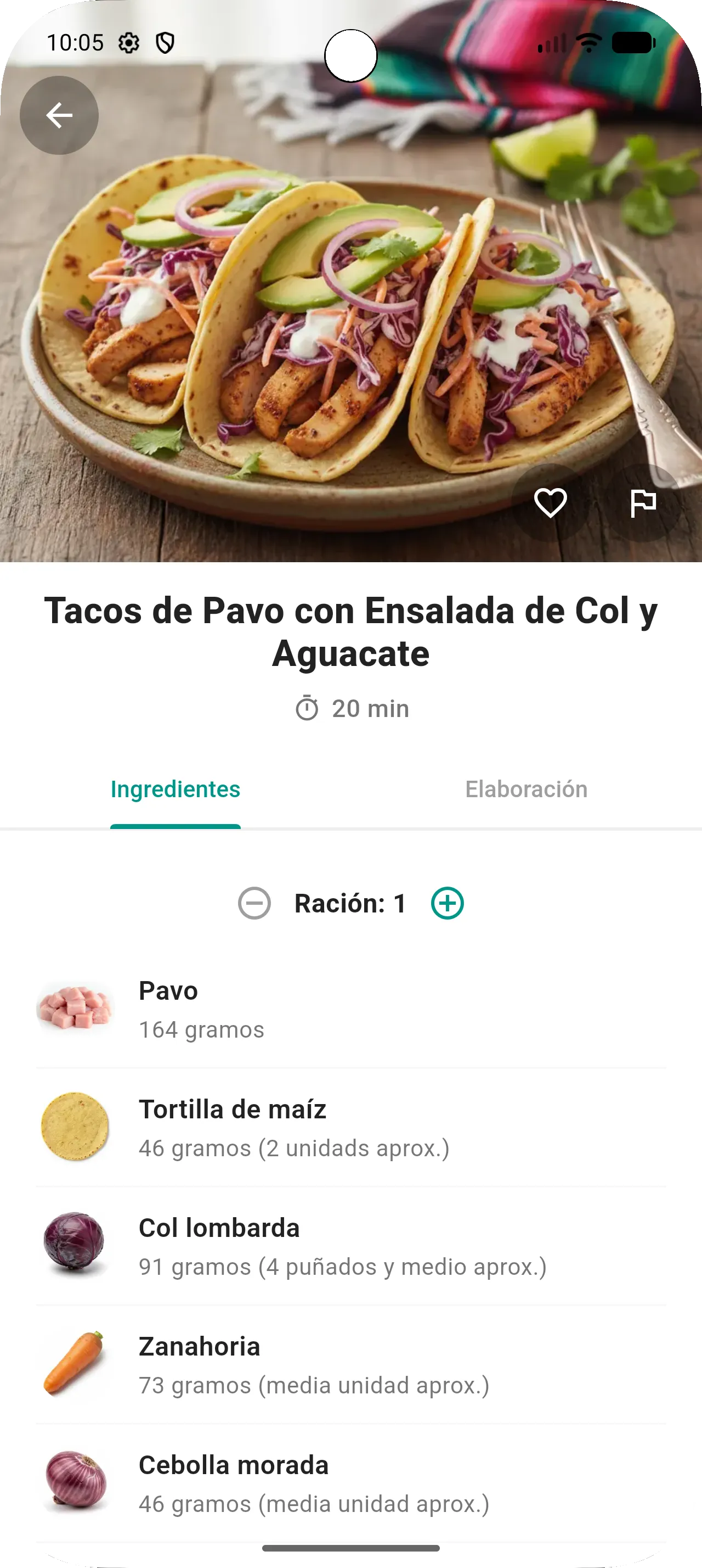 Ejemplo de receta paso a paso en MyFoodPlan