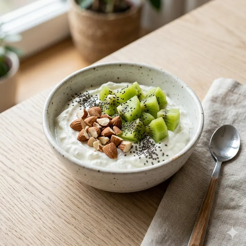 Bol de yogur con kiwi y chía